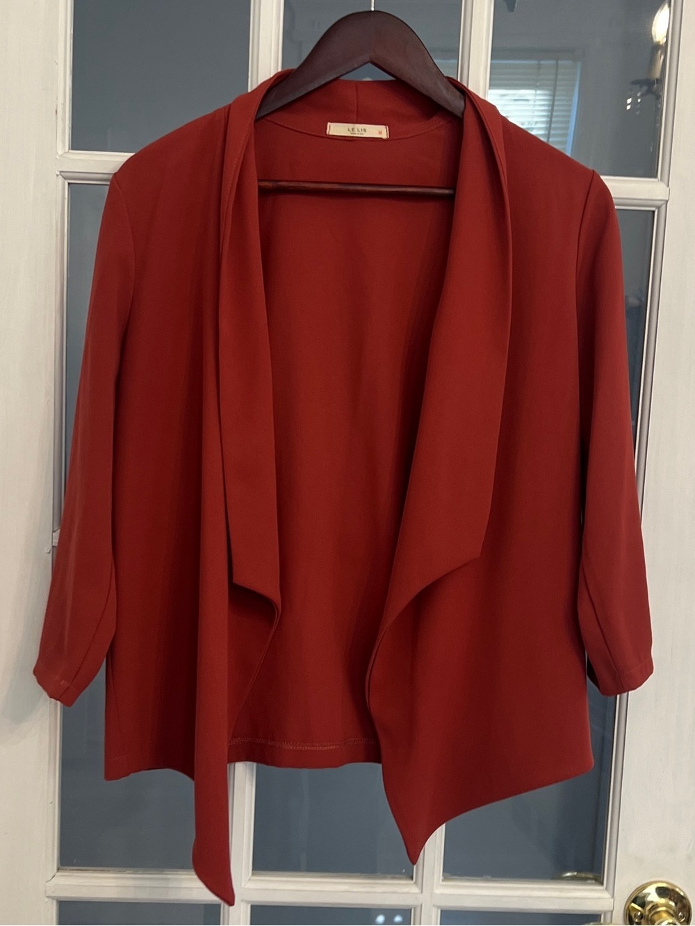 LE LIS Women's Burnt Orange Drape Open Front Cardigan Size M